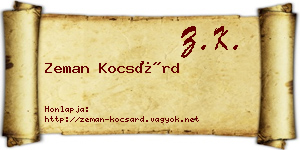 Zeman Kocsárd névjegykártya